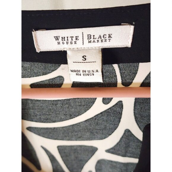 White House Black Market Tunic Top – Black & Ivory Rose Print – Stretch S - Picture 3 of 8
